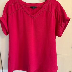 Ava & Grace Women's Bright Pink Short Sleeve Top